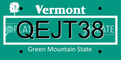 QEJT38 Vermont License Plate