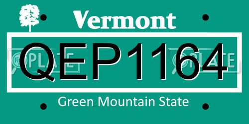 QEP1164 Vermont License Plate