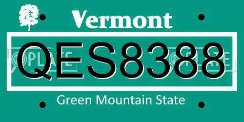 QES8388 Vermont License Plate