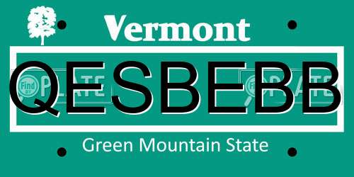 QESBEBB Vermont License Plate