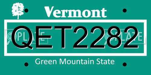 QET2282 Vermont License Plate