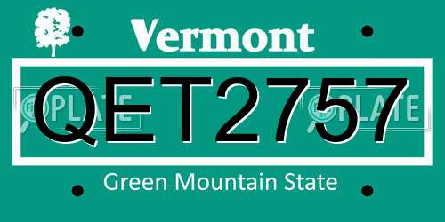 QET2757 Vermont License Plate