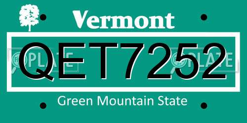 QET7252 Vermont License Plate