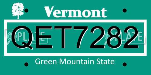 QET7282 Vermont License Plate