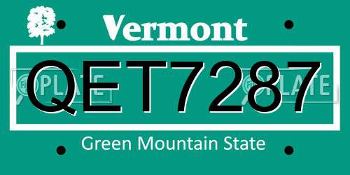 QET7287 Vermont License Plate