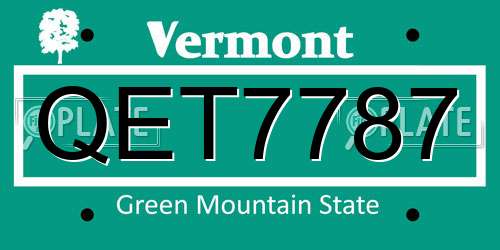 QET7787 Vermont License Plate