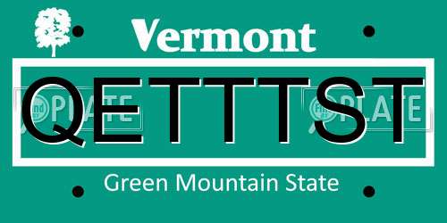 QETTTST Vermont License Plate
