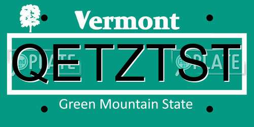 QETZTST Vermont License Plate