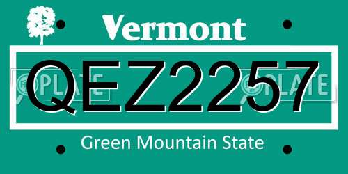 QEZ2257 Vermont License Plate