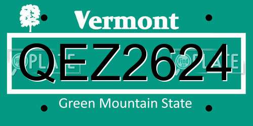 QEZ2624 Vermont License Plate