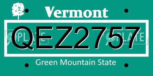 QEZ2757 Vermont License Plate