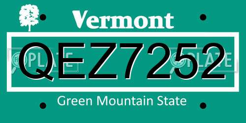 QEZ7252 Vermont License Plate