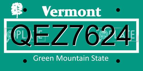 QEZ7624 Vermont License Plate