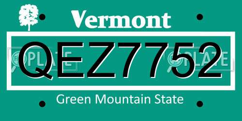 QEZ7752 Vermont License Plate