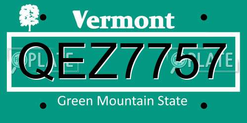 QEZ7757 Vermont License Plate