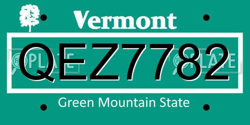 QEZ7782 Vermont License Plate