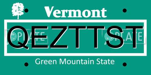 QEZTTST Vermont License Plate