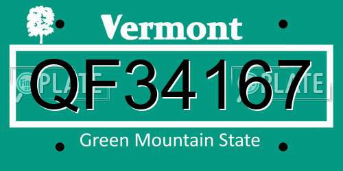 QF34167 Vermont License Plate