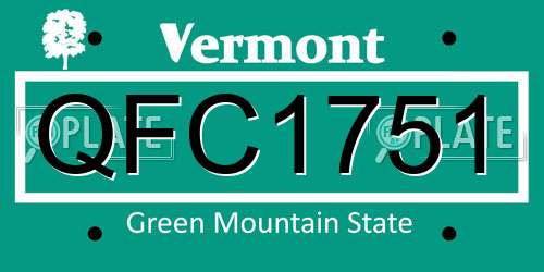 QFC1751 Vermont License Plate