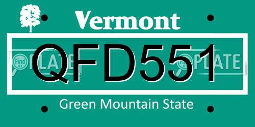QFD551 Vermont License Plate