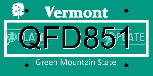 QFD851 Vermont License Plate