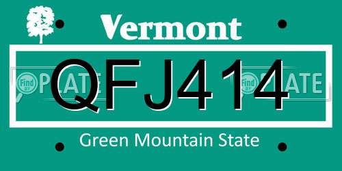 QFJ414 Vermont License Plate