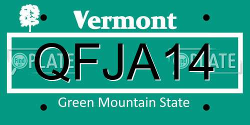 QFJA14 Vermont License Plate