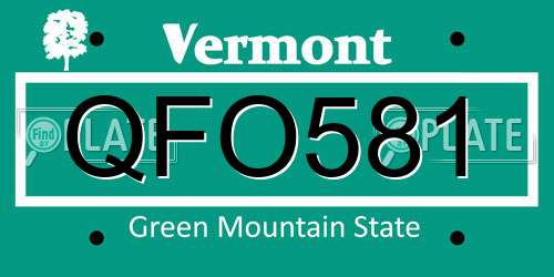 QFO581 Vermont License Plate