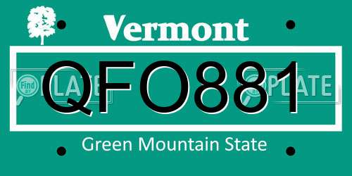 QFO881 Vermont License Plate