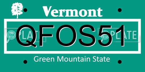 QFOS51 Vermont License Plate