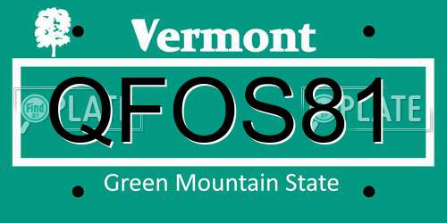 QFOS81 Vermont License Plate