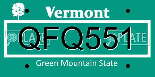 QFQ551 Vermont License Plate