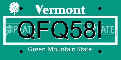 QFQ58I Vermont License Plate