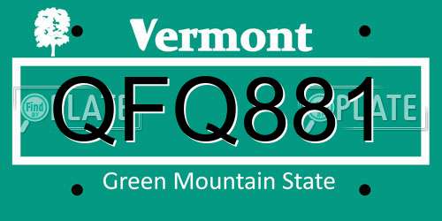 QFQ881 Vermont License Plate