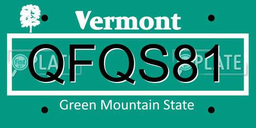 QFQS81 Vermont License Plate