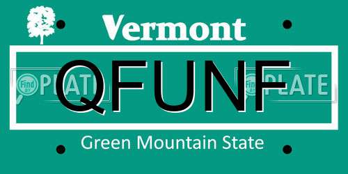 QFUNF Vermont License Plate
