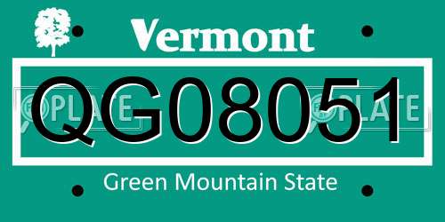 QG08051 Vermont License Plate