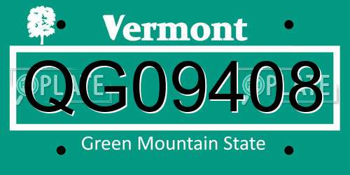 QG09408 Vermont License Plate