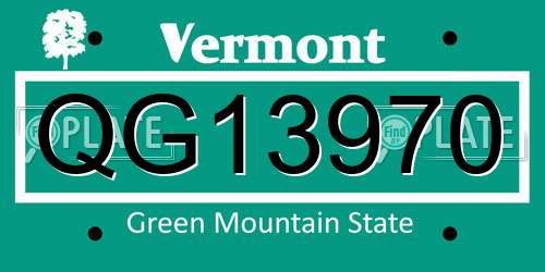 QG13970 Vermont License Plate