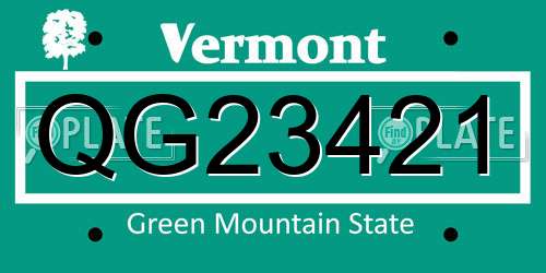 QG23421 Vermont License Plate