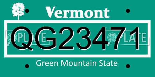 QG23471 Vermont License Plate