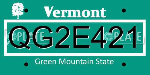 QG2E421 Vermont License Plate