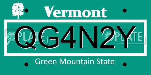 QG4N2Y Vermont License Plate