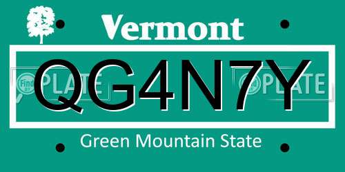QG4N7Y Vermont License Plate