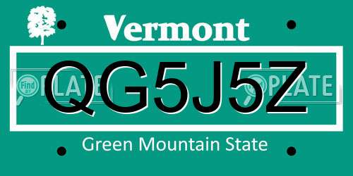 QG5J5Z Vermont License Plate