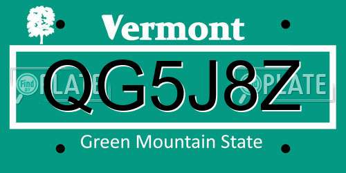 QG5J8Z Vermont License Plate