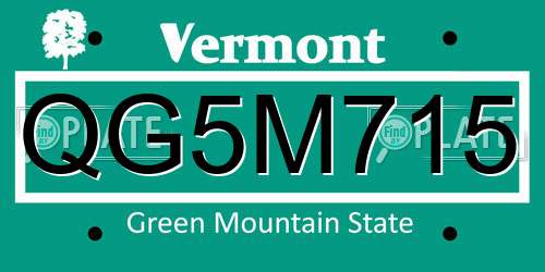 QG5M715 Vermont License Plate