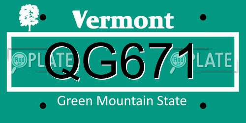 QG671 Vermont License Plate