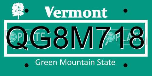 QG8M718 Vermont License Plate