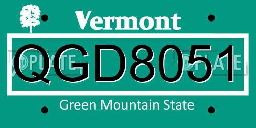 QGD8051 Vermont License Plate